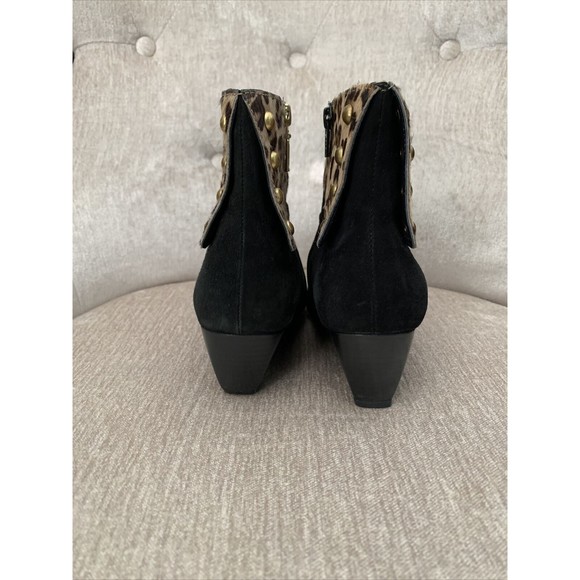 J. Renee Women’s Ankle Bootie Boots Zip Up Black w/ Cheetah Print Cuff Size 7 - Picture 5 of 7